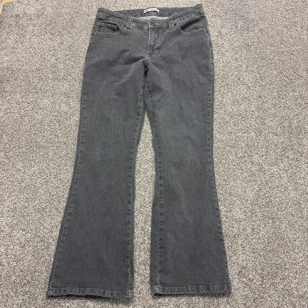 Lee Slender Secret Bootcut Jeans Womens 12S Charcoal Wash Gray Stretch Denim